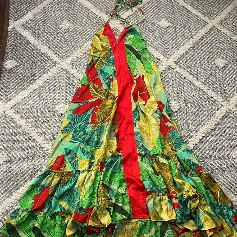 Vici Tropical Print Maxi Dress - Red, Green, Yellow